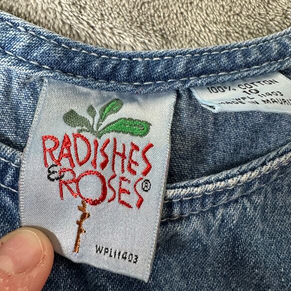 Vintage Kids Radishes and Roses Size 10 Denim Overall Dress 100% Cotton - Picture 4 of 11